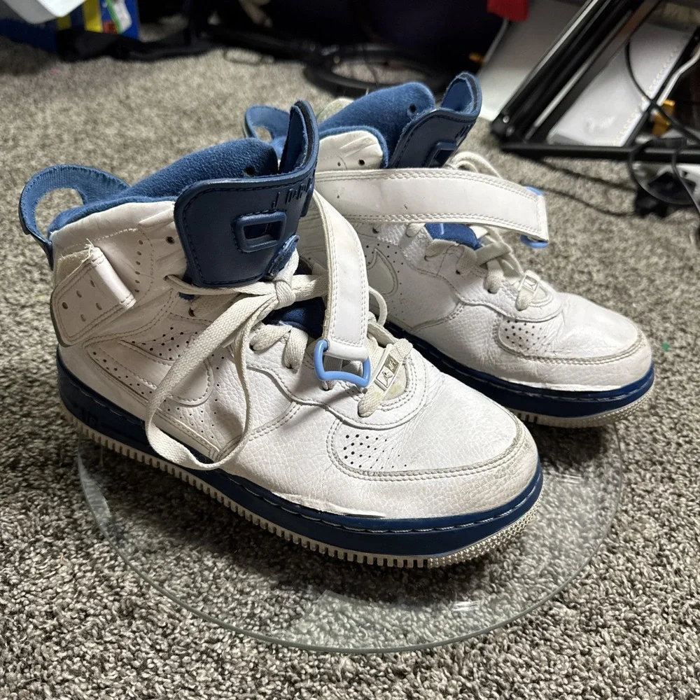 Nike Air Force 1 AF1 Jordan Jumpman Shoes Kids 5.5 Y White Blue 343096-142